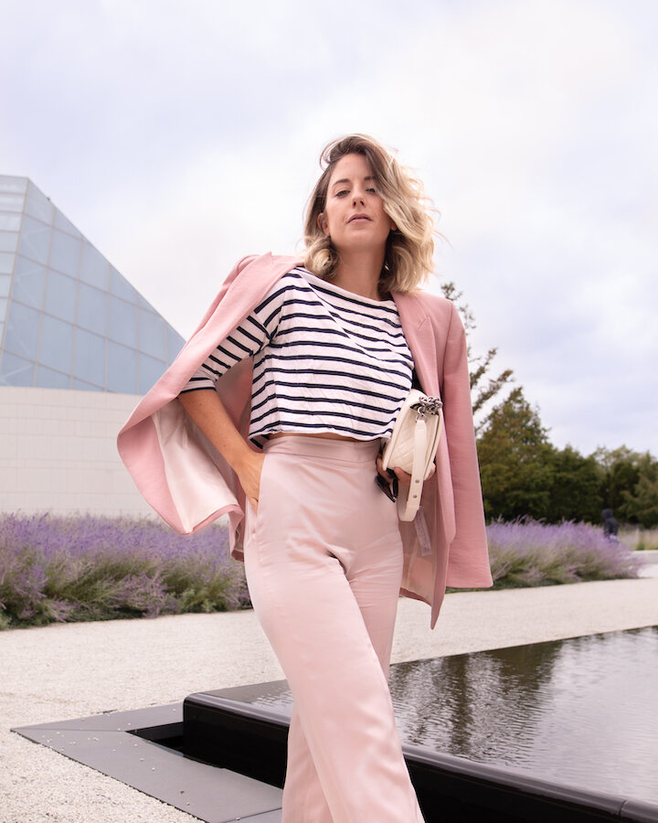 Color Trend Report blazer sweater trousers outfit
