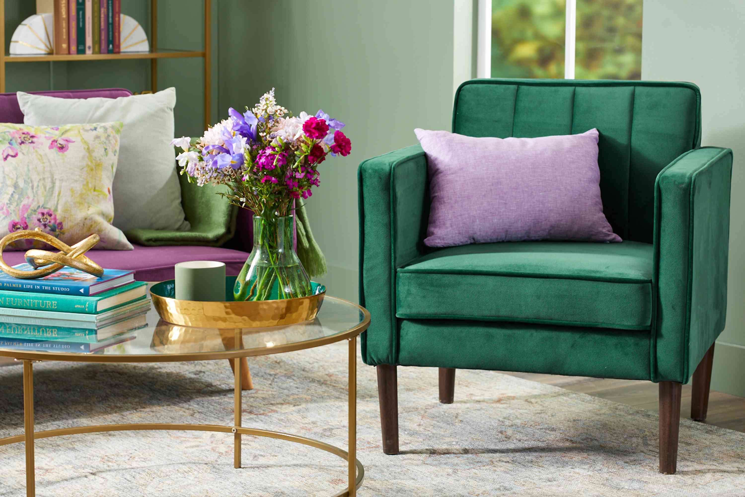 emerald green living room