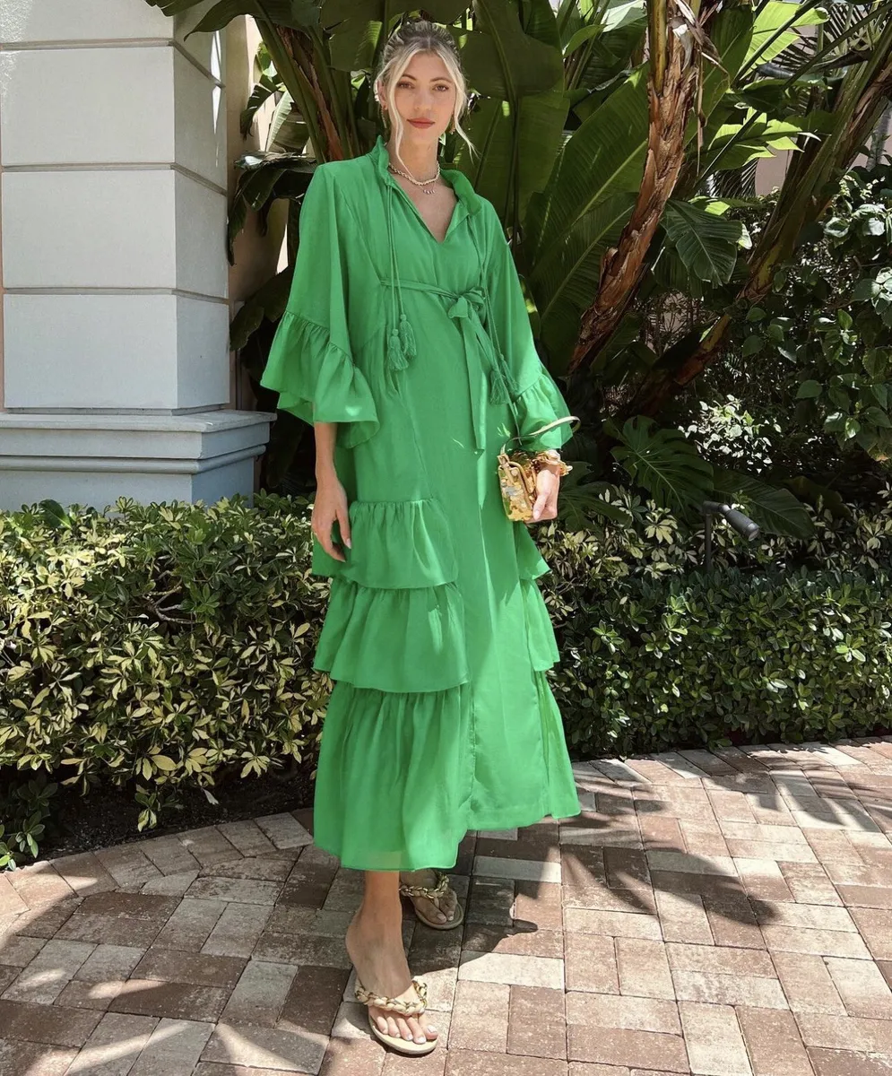 flowy green maxi dress