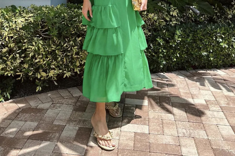 flowy green maxi dress