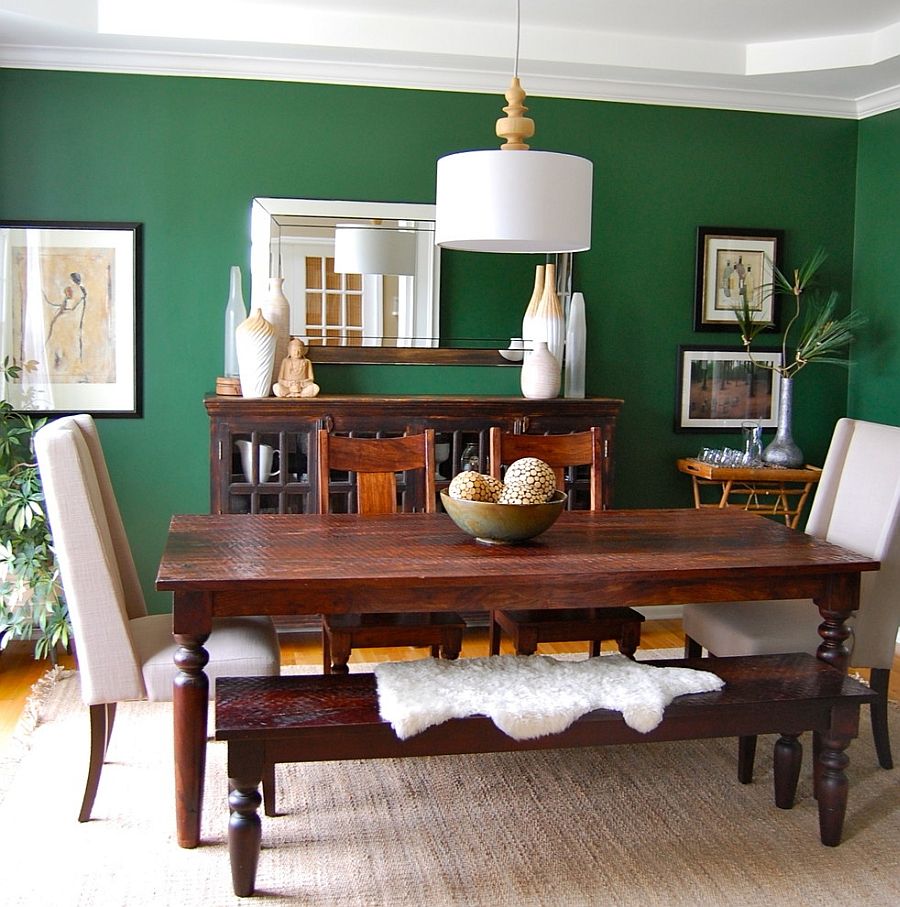 forest green dining room