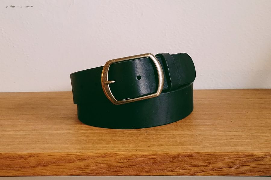 green leather belt