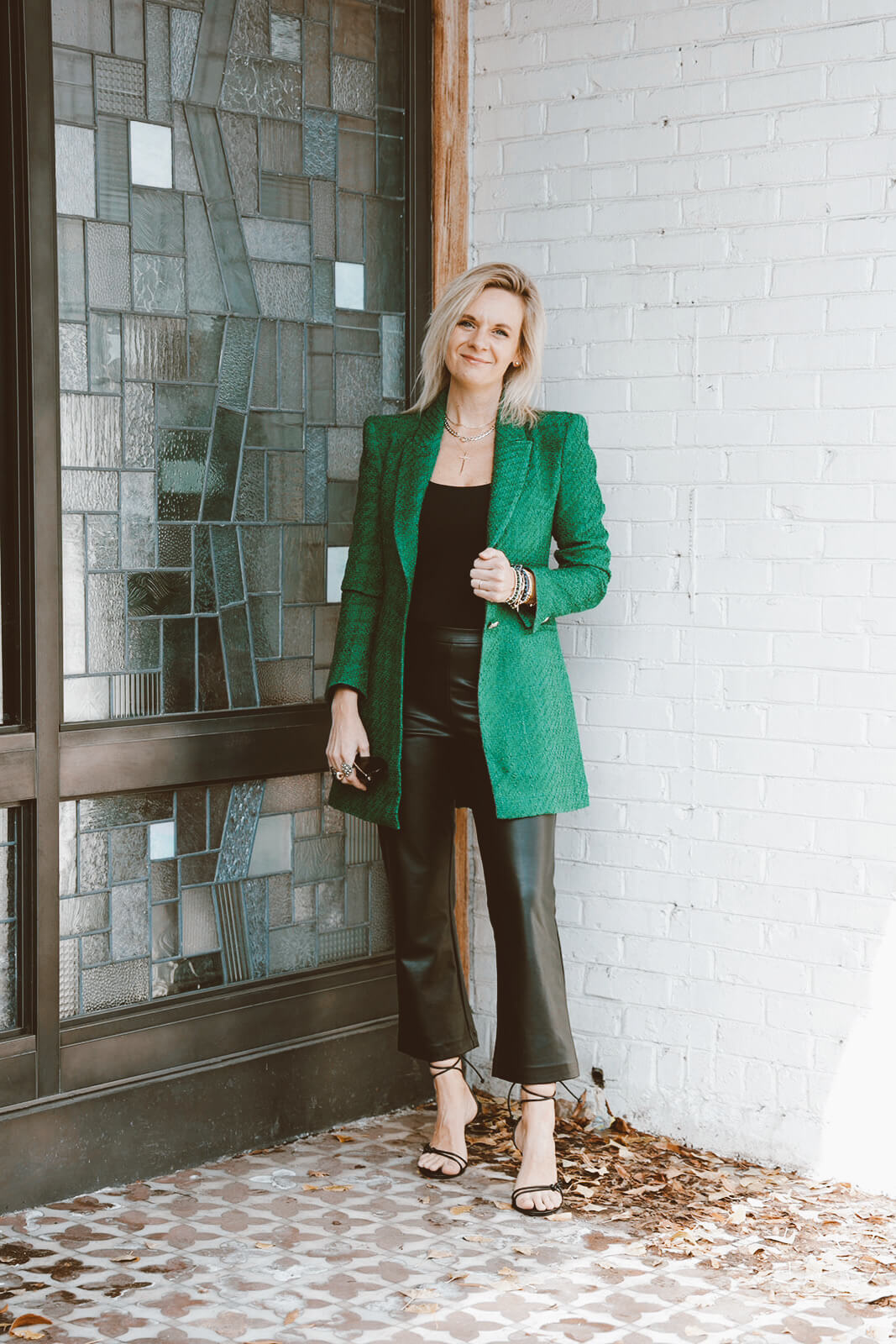 green structured blazer