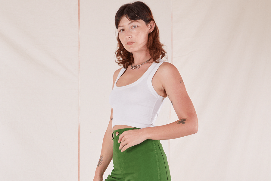green wide-leg pants