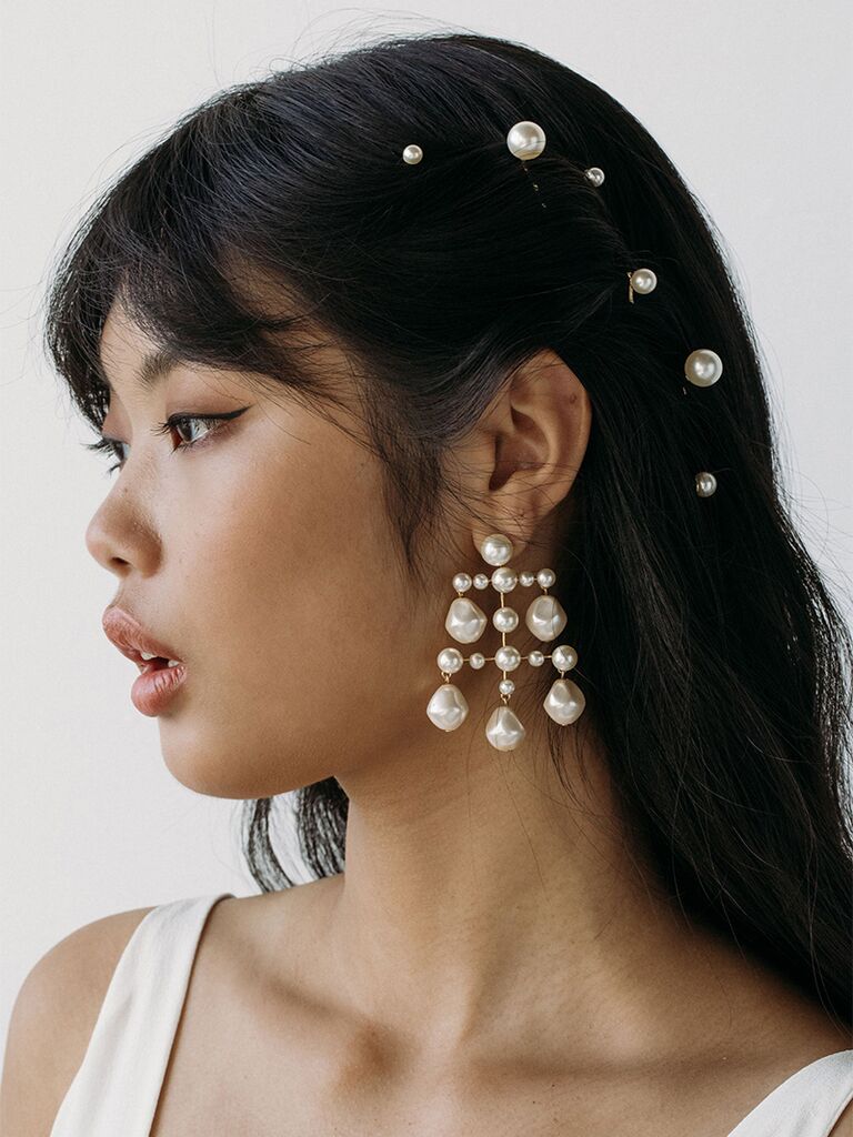 coordinating hair accessories and tie clips for weddings