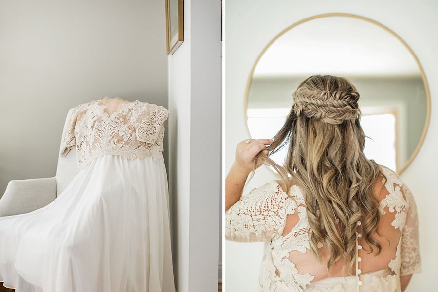 lace dress and tailored tuxedo couple