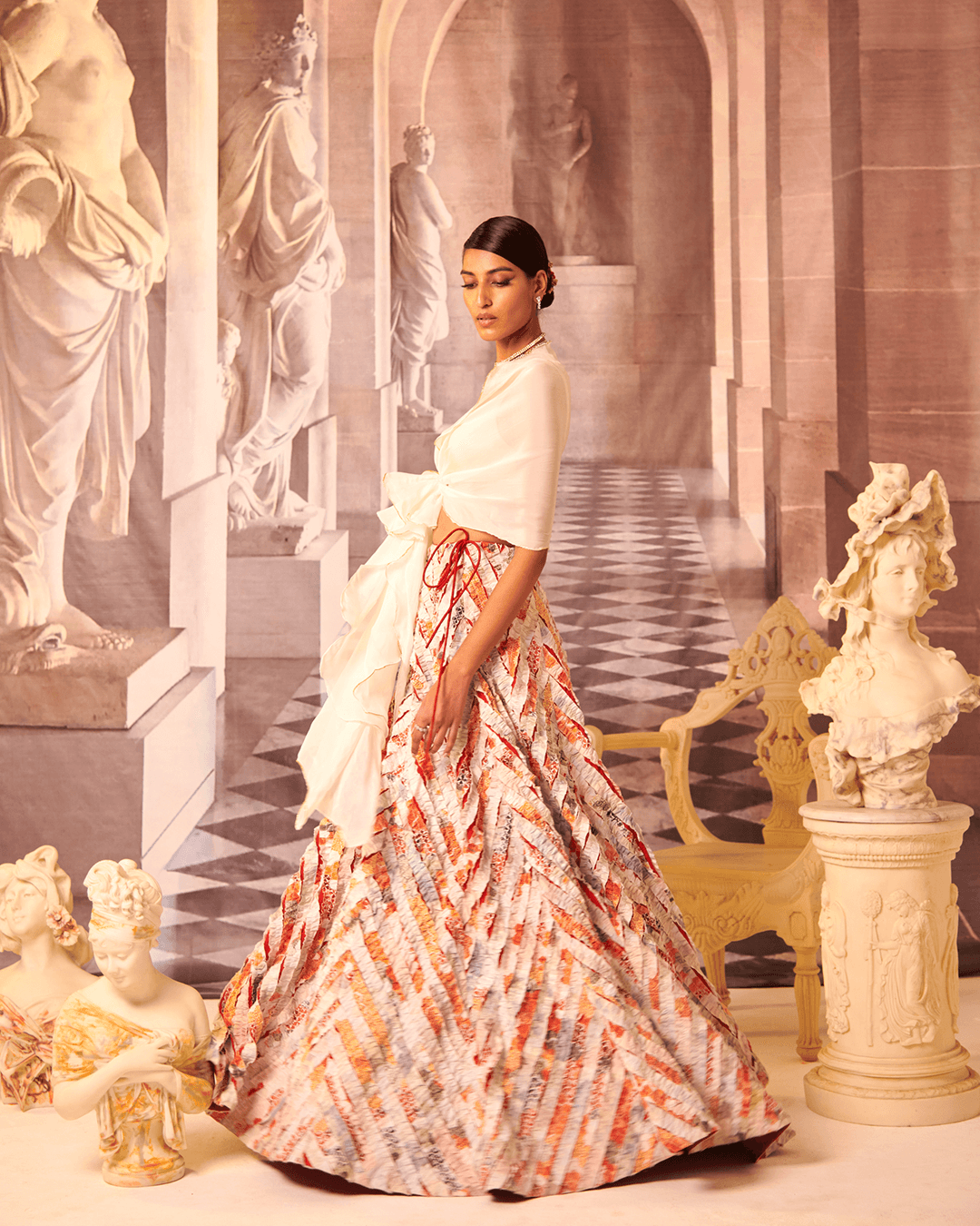 ghagra skirt with modern top