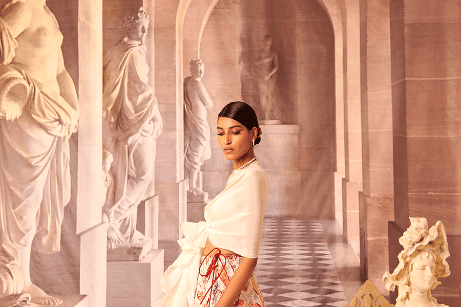 ghagra skirt with modern top