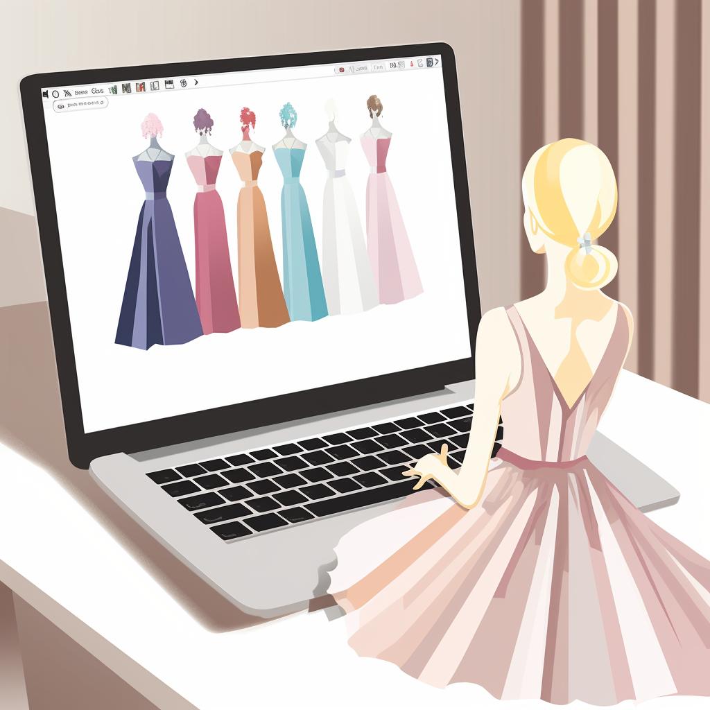 A bride looking at color trends on a laptop