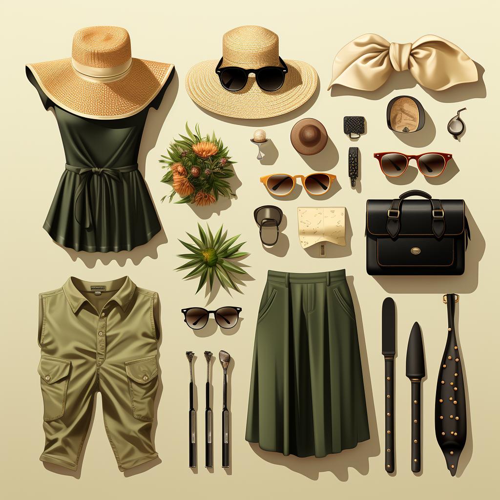 A selection of neutral-colored summer clothing items