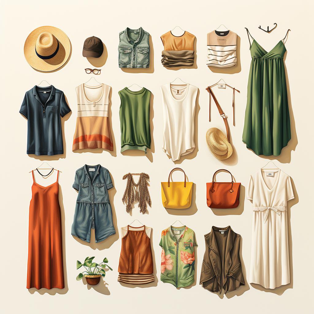 A variety of summer clothing items made from cotton, linen, and silk