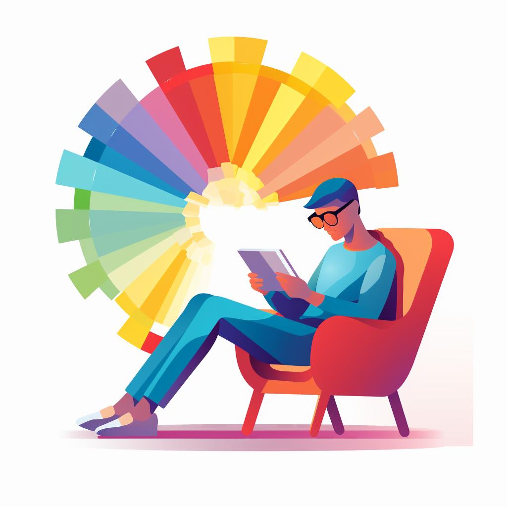 A person reading a book about color psychology
